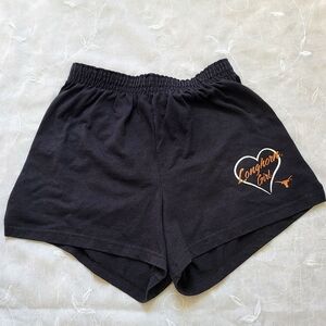 Soffe Y2K Black Athletic Shorts with Elastic Waistband Longhorn Girl Graphic